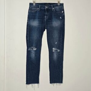 Lucky Brand Distressed Blue Denim Lolita Skinny Cropped Ankle Jeans 6/28